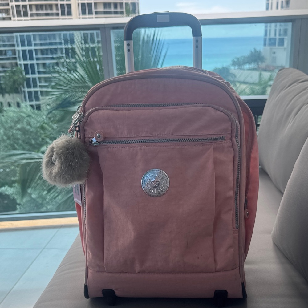 Kipling Clas Soobin L Wheeled Backpack – Authentic Pink Rolling Bag